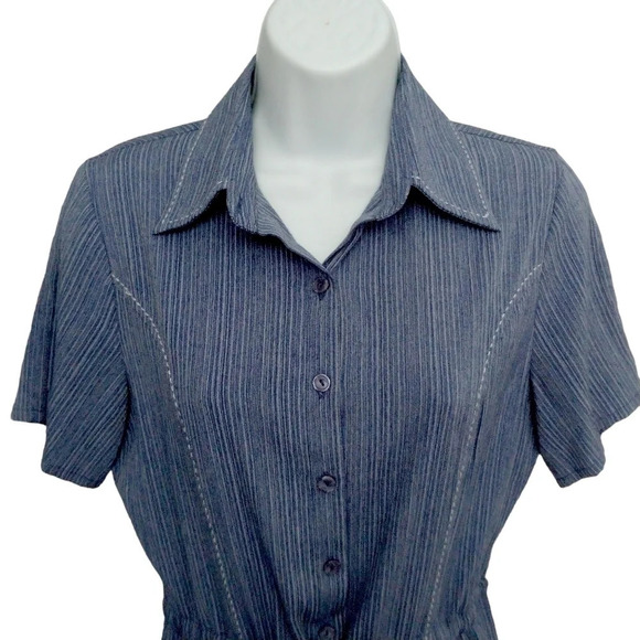 Marie Claire Safari Style  Tunic with Tie Blue/White 4/5 - Picture 2 of 8